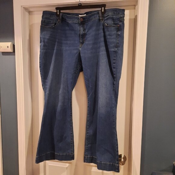 Lane Bryant Jeans Womens 28‎ Flare Mid Rise Bell Bottom Trouser Magic Waistband - Picture 1 of 11
